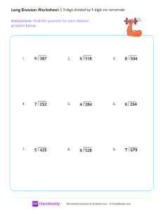 3-digit divided by 1-digit (no remainder)