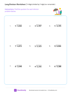 4-digit divided by 1-digit (no remainder)