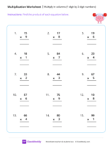 Multiply 1 digit by 2 digits