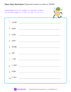 Expanded notation (numbers to 100,000)