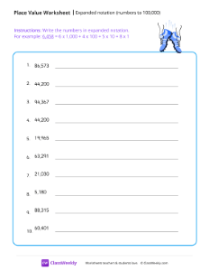 Expanded notation (numbers to 100,000)