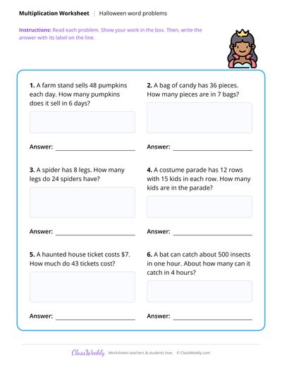 Multi-digit Word Problems - Halloween