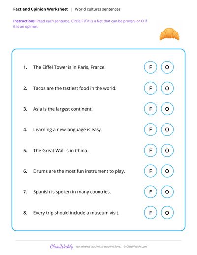 Fact or Opinion - Diversity & World Cultures