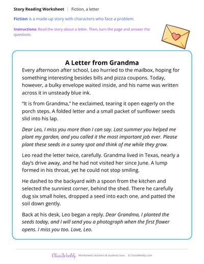 A Letter from Grandma (Fiction Passage)