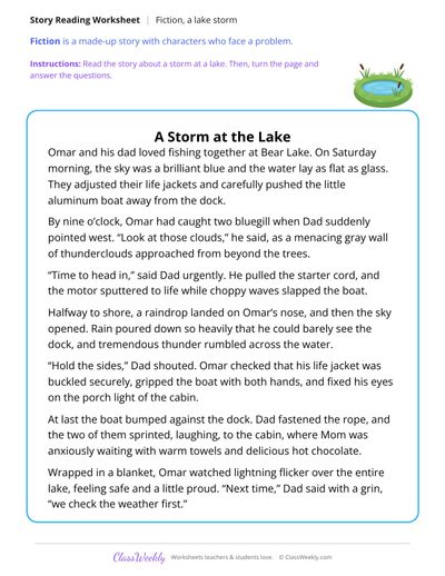 A Storm at the Lake (Fiction Passage)