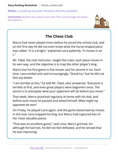 The Chess Club (Fiction Passage)