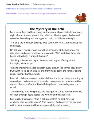 The Mystery in the Attic (Fiction Passage)