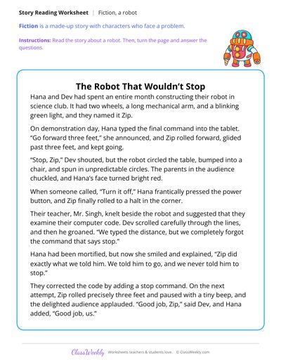 The Robot That Wouldn't Stop (Fiction Passage)