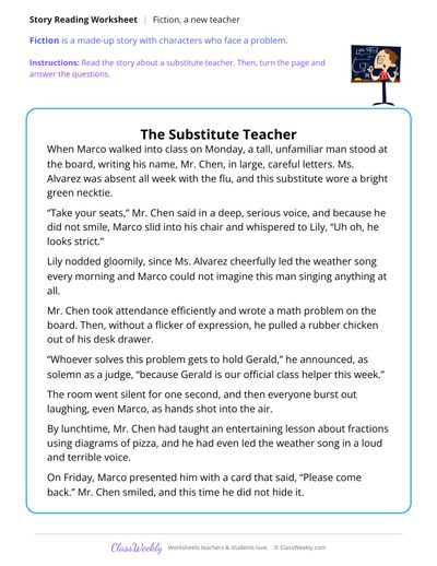 The Substitute Teacher (Fiction Passage)