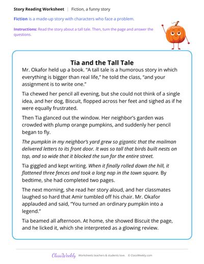 Tia and the Tall Tale (Fiction Passage)
