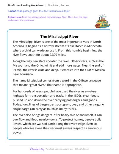 The Mississippi River (Nonfiction Passage)