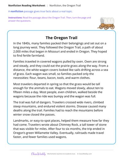 The Oregon Trail (Nonfiction Passage)