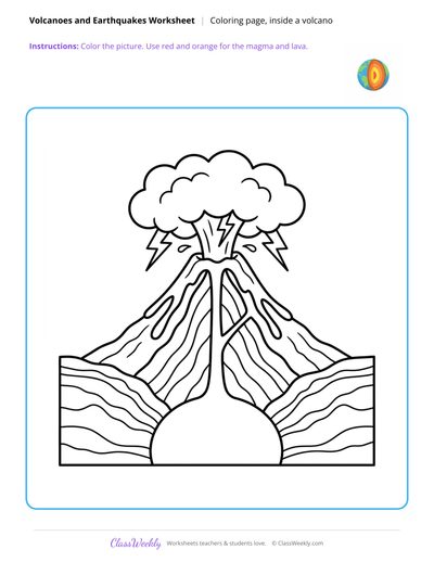 Inside a Volcano Coloring Page - Volcanoes & Earthquakes