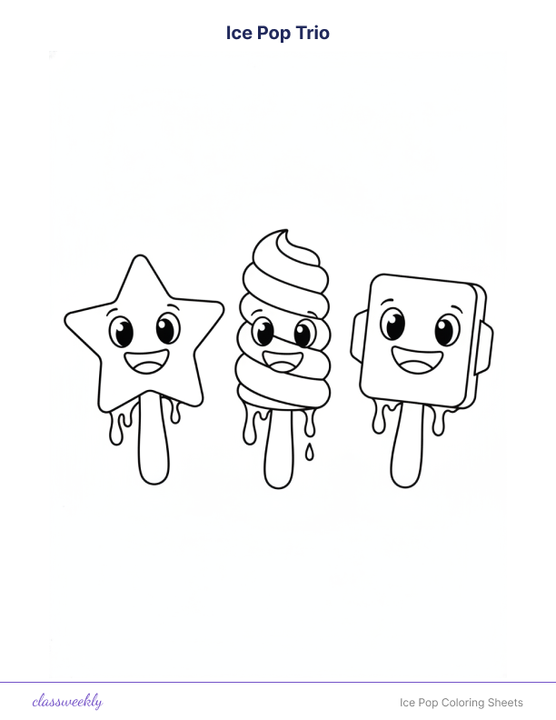 Ice Pop Coloring Sheets