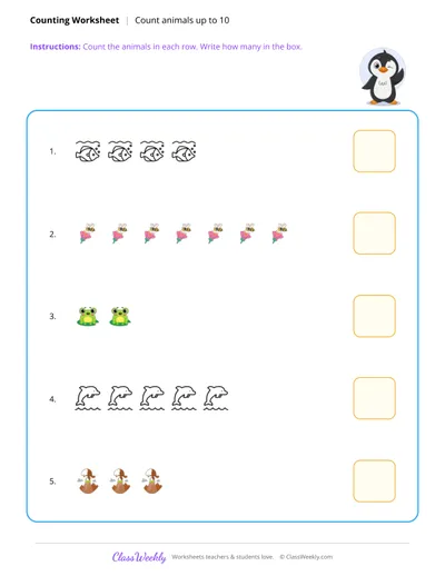 Counting - Count Animals up to 10