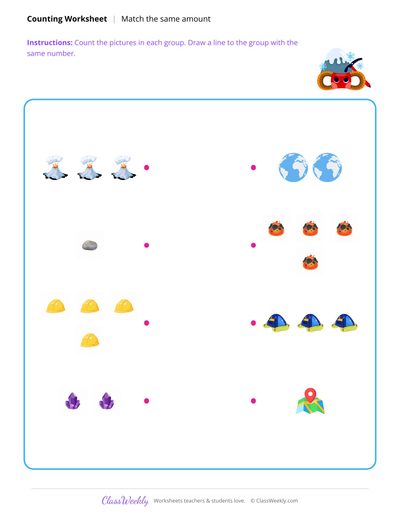 Match the Same Amount - Volcanoes & Earthquakes
