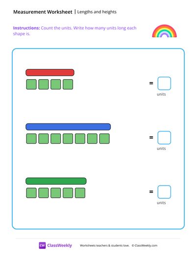 Lengths and Heights - Free Kindergarten Math Worksheet | ClassWeekly