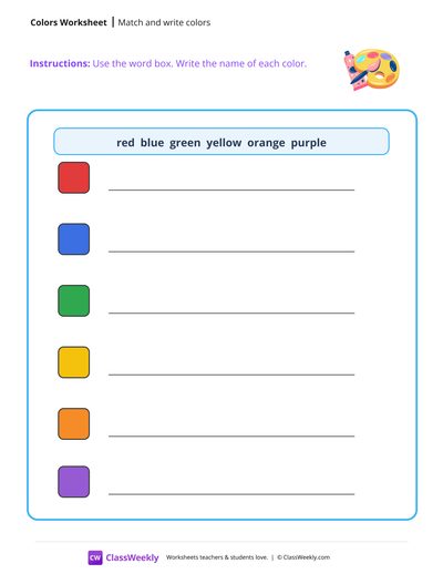Match and Write Colors