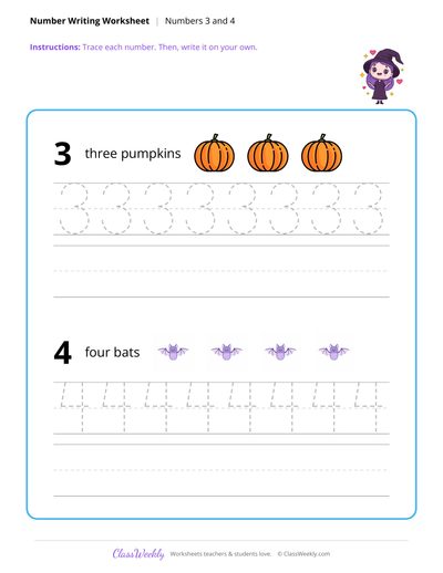 Write 3 and 4 - Halloween