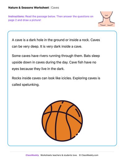 Caves - Draw & Write Worksheet - Free Kindergarten Reading Worksheet ...