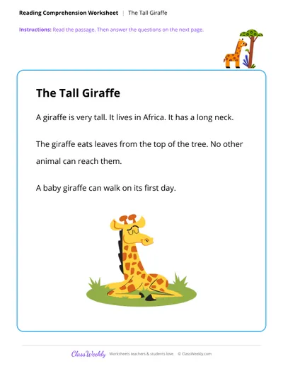 Reading Comprehension - The Tall Giraffe