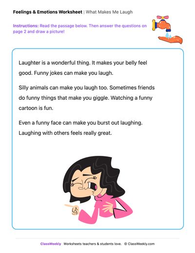 What Makes Me Laugh - Draw & Write Worksheet - Free Kindergarten ...