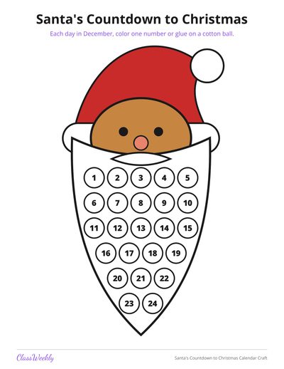 Santa's Countdown to Christmas Calendar Craft