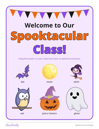 Spooktacular Classroom Door Display and Name Tags