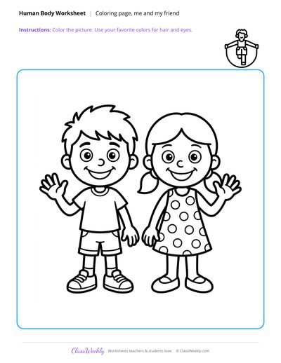 Me and My Friend Coloring Page - Human Body