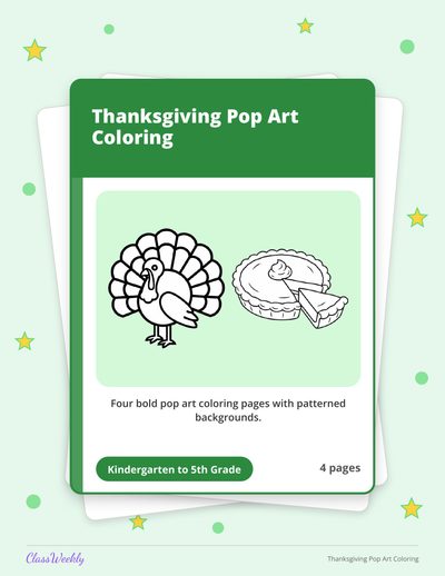 Thanksgiving Pop Art Coloring (K-5)