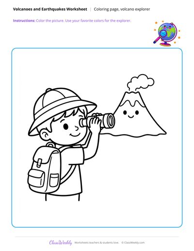 Volcano Explorer Coloring Page - Volcanoes & Earthquakes