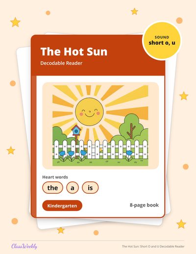 The Hot Sun: Short O and U Decodable Reader