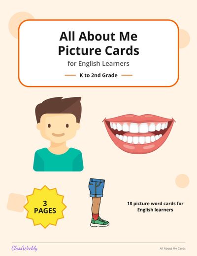 All About Me Picture Cards for English Learners