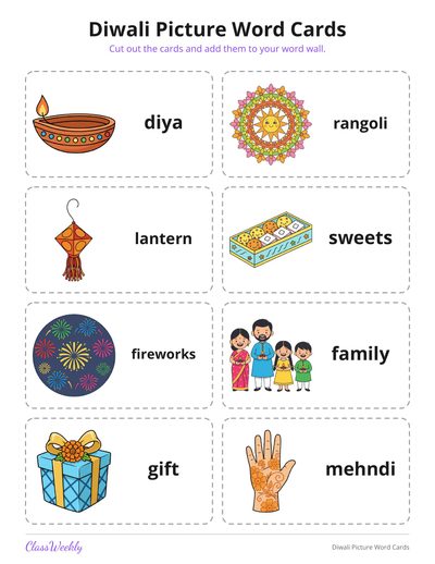 Diwali Picture Word Cards