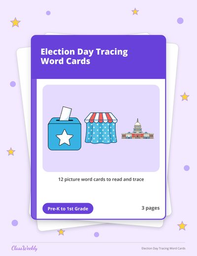 Election Day Tracing Word Cards