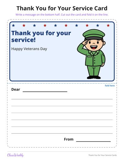 Thank You for Your Service Cards