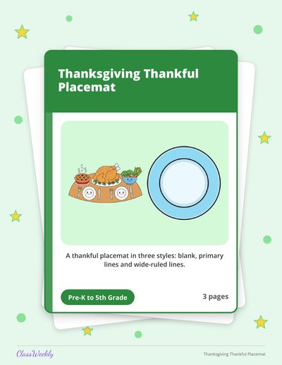 Thanksgiving Thankful Placemat