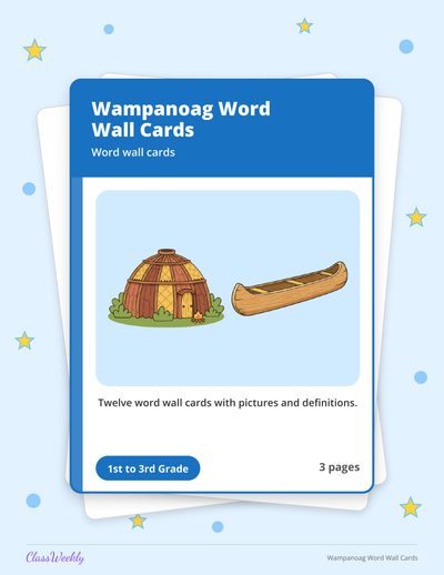 Wampanoag Word Wall Cards