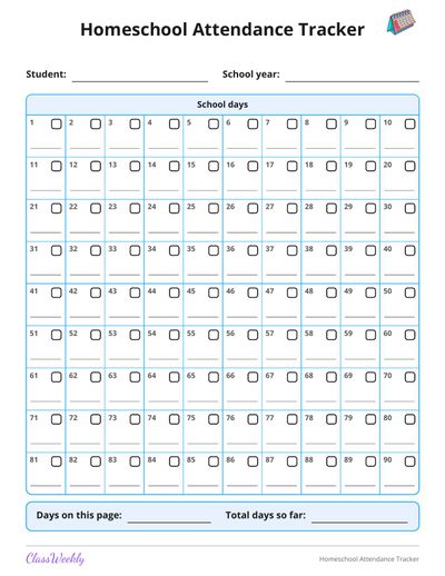 Homeschool Attendance Tracker