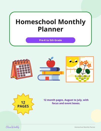 Homeschool Monthly Planner