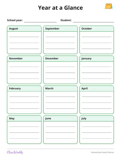 Homeschool Yearly Planner