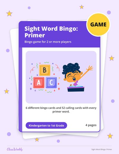 Sight Word Bingo: Primer