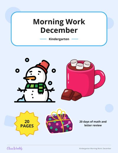 Kindergarten Morning Work: December