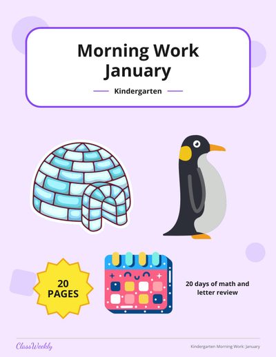 Kindergarten Morning Work: January