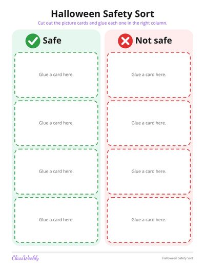 Halloween Safety Sort: Safe or Not Safe