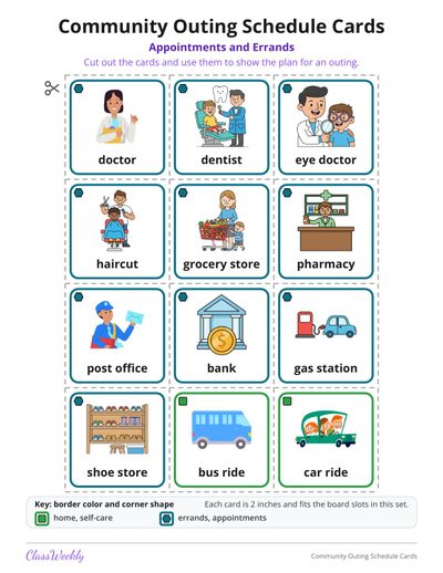 Community Outing Schedule Cards