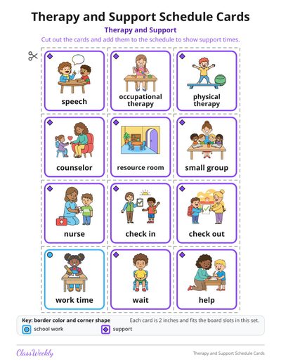 Therapy and Support Schedule Cards