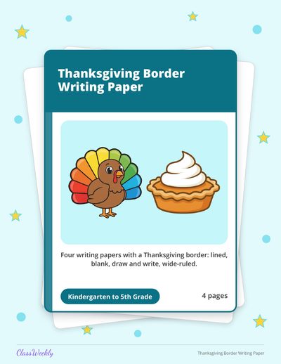 Thanksgiving Border Writing Paper (K-5)