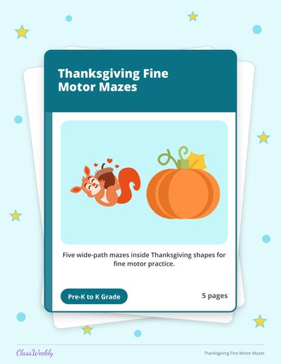 Thanksgiving Fine Motor Mazes