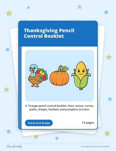 Thanksgiving Pencil Control Booklet